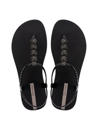Class Easy On Glow | Flat Sandal | Black Glitter