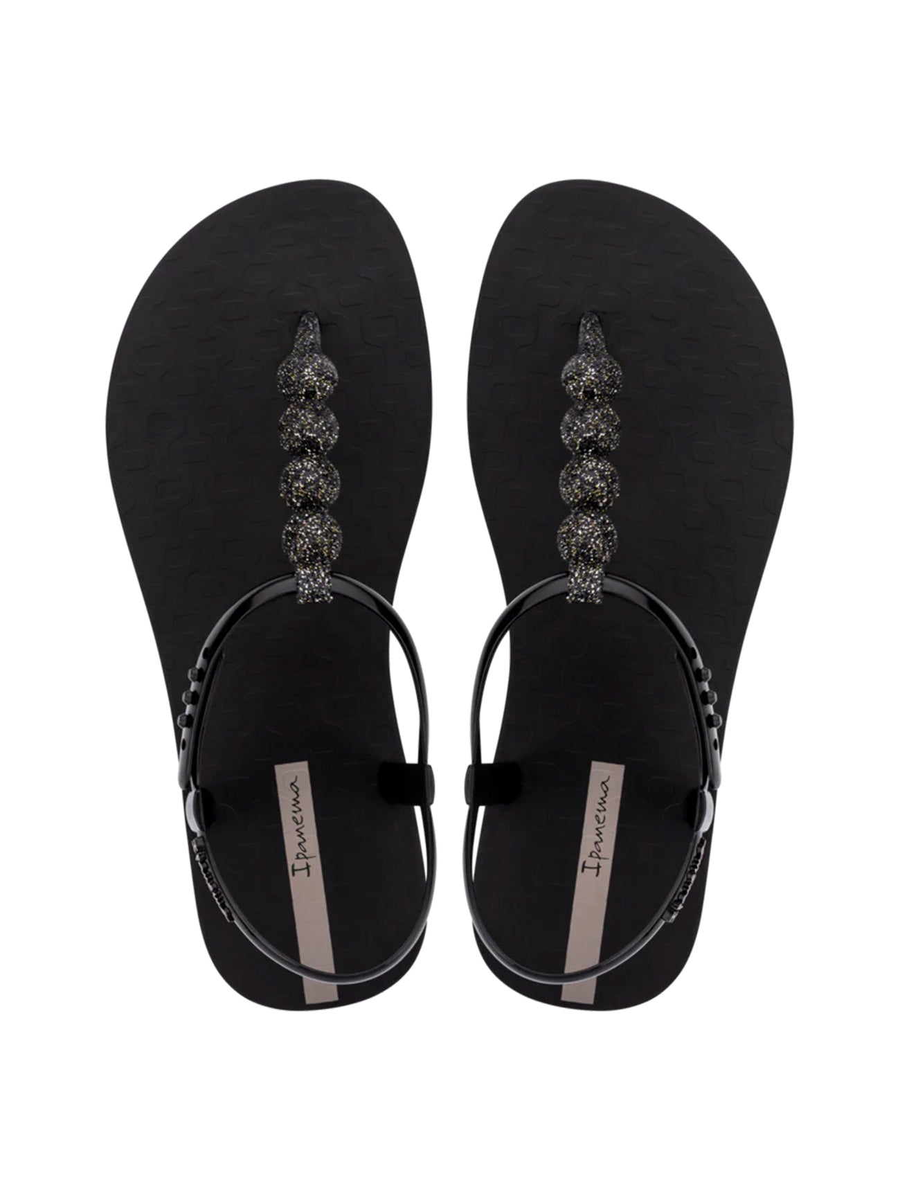 Class Easy On Glow | Flat Sandal | Black Glitter