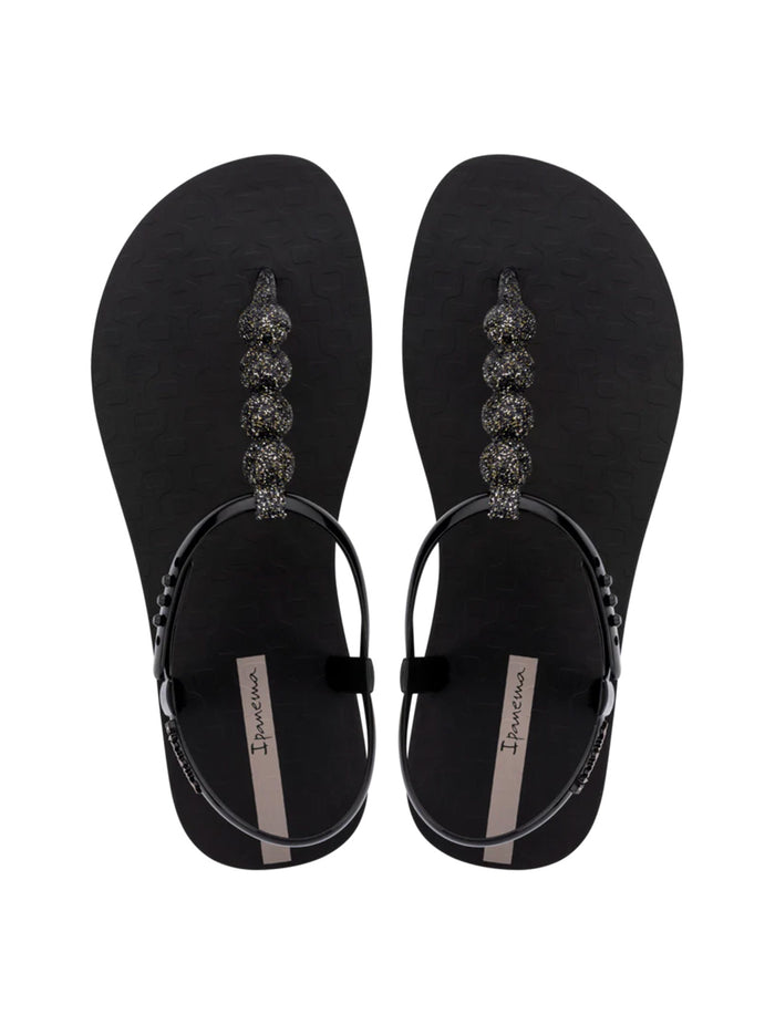 Class Easy On Glow | Flat Sandal | Black Glitter