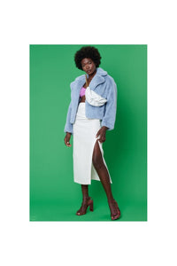 Jayley | Faux Fur Cropped Coat | Blue