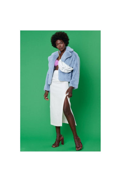 Jayley | Faux Fur Cropped Coat | Blue