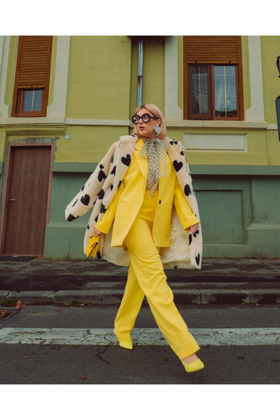 Jayley | Lola Love Heart Faux Fur Coat | Cream