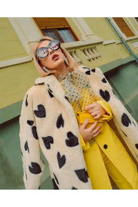 Jayley | Lola Love Heart Faux Fur Coat | Cream