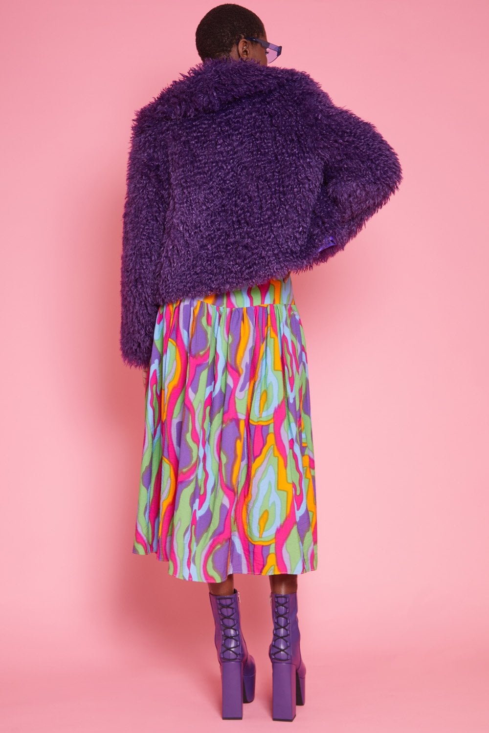 Jayley | Bamboo Lyocell Knitted Vegan Faux Shearling Jacket | Purple