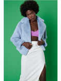 Jayley | Faux Fur Cropped Coat | Blue