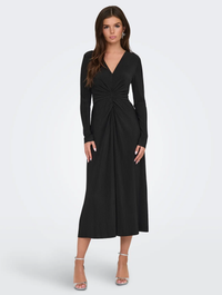 JDYBea L/S Plisse Midi Dress | Black