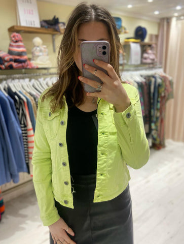 Denim Fitted Stretch Jacket | Lime