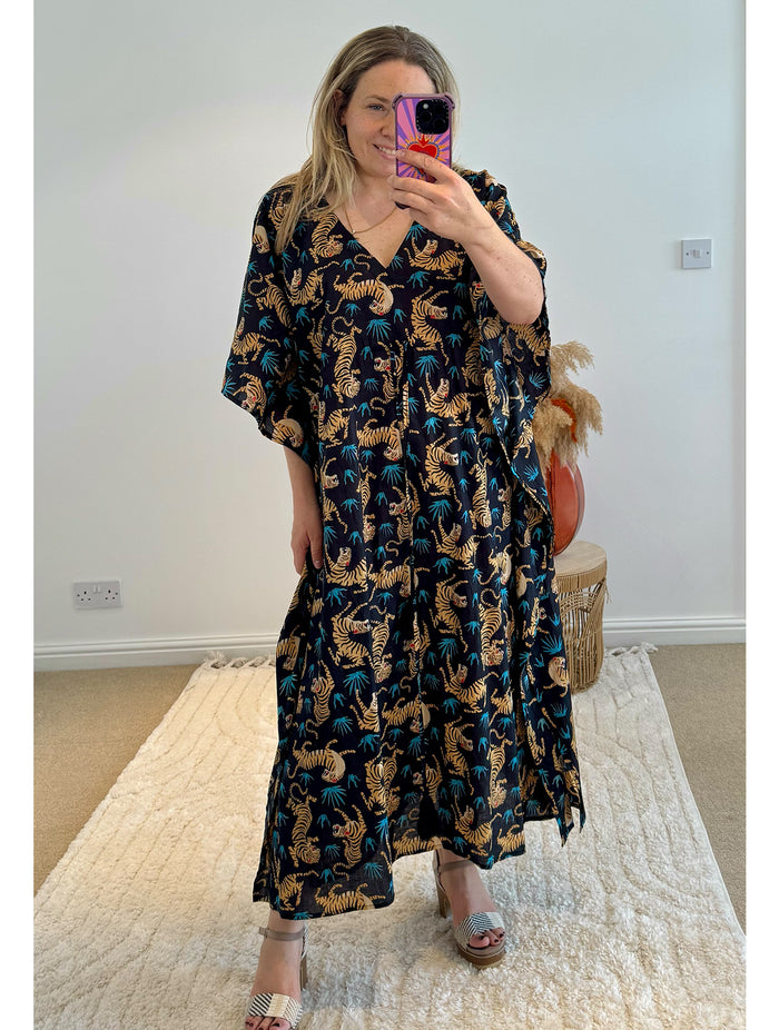 Indian Cotton Kaftan | Tiger Print