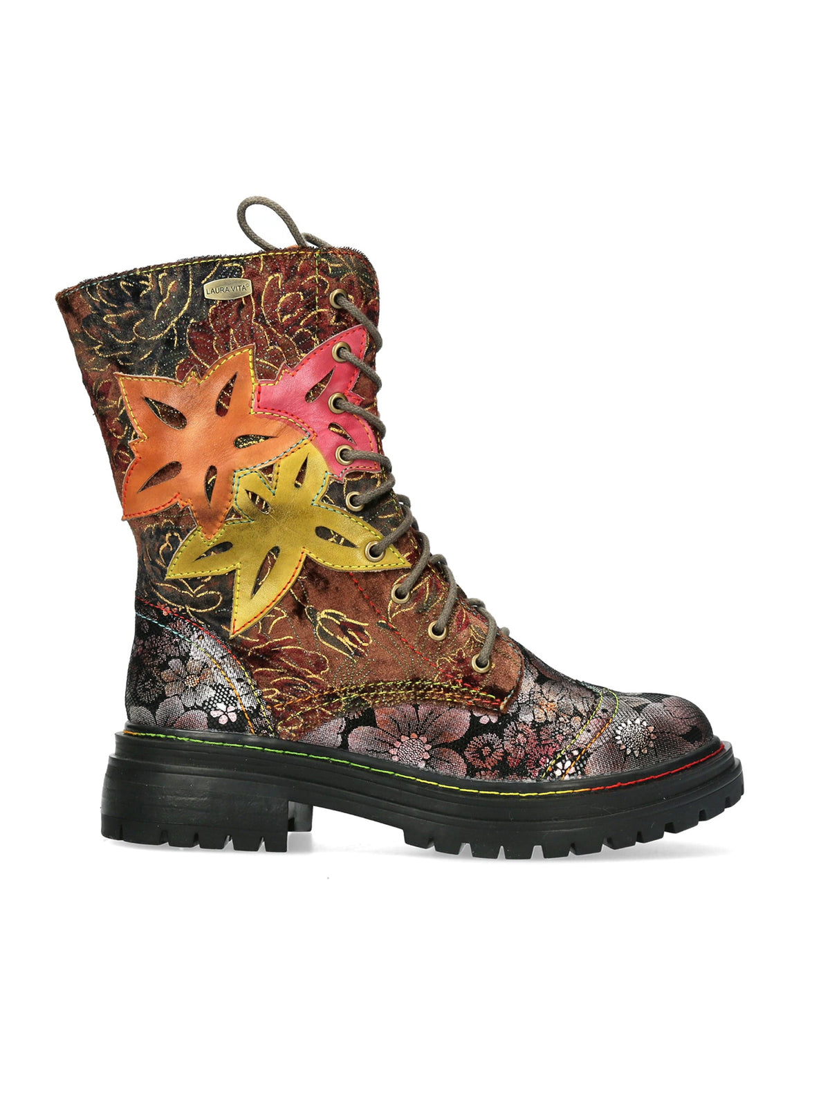 Laura Vita | Kandyo 83 Chunky Lace Up Boot | Brown Multi