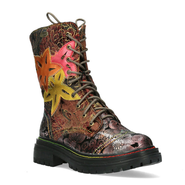 Laura Vita | Kandyo 83 Chunky Lace Up Boot | Brown Multi