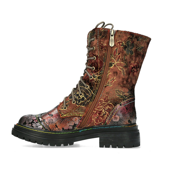 Laura Vita | Kandyo 83 Chunky Lace Up Boot | Brown Multi