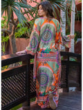 Colourful Statement Maxi Kimono | Tropical Khaki