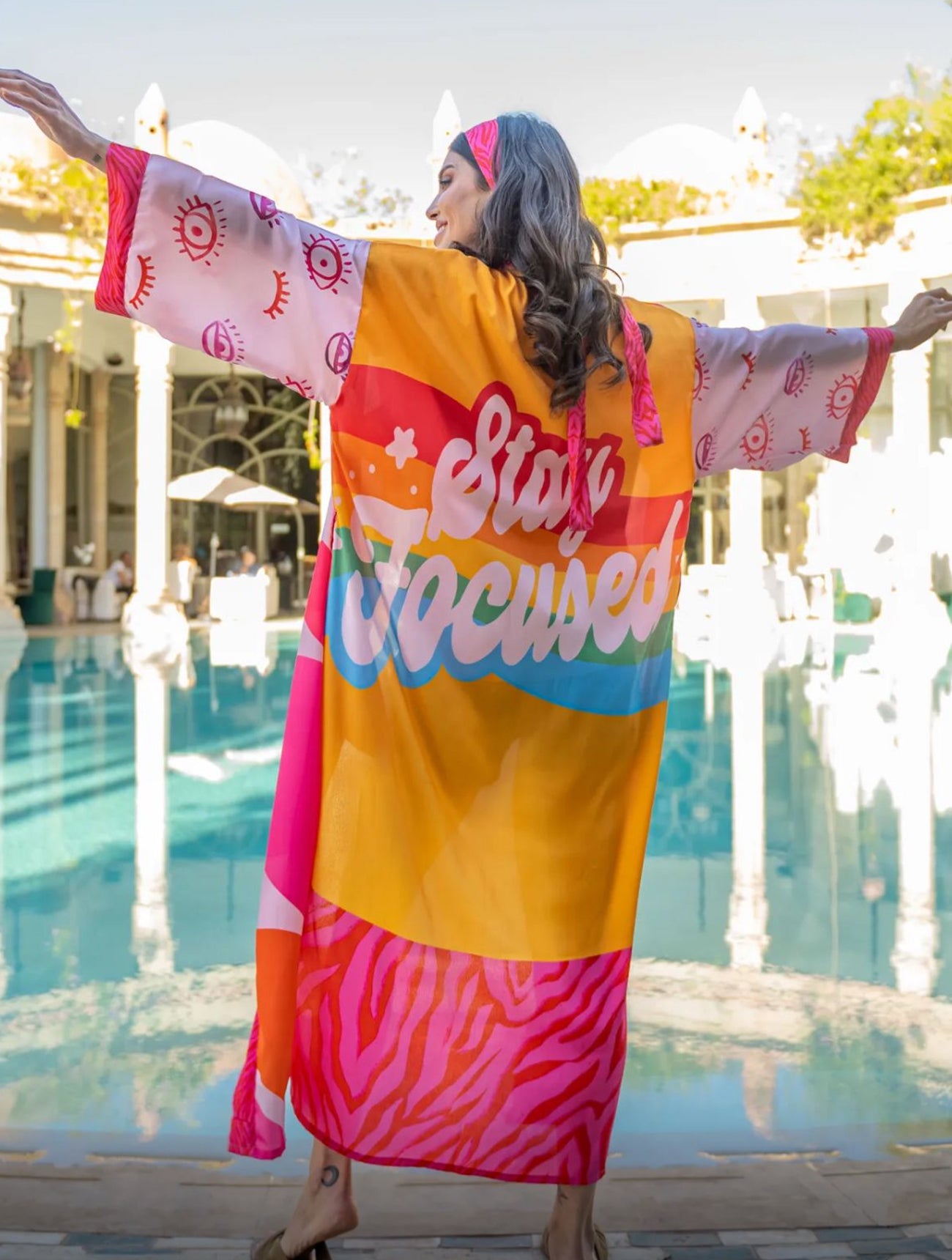 Colourful Statement Maxi Kimono | Stay Focused
