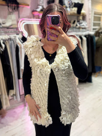 Looped Textured Knit Waistcoat | Cream