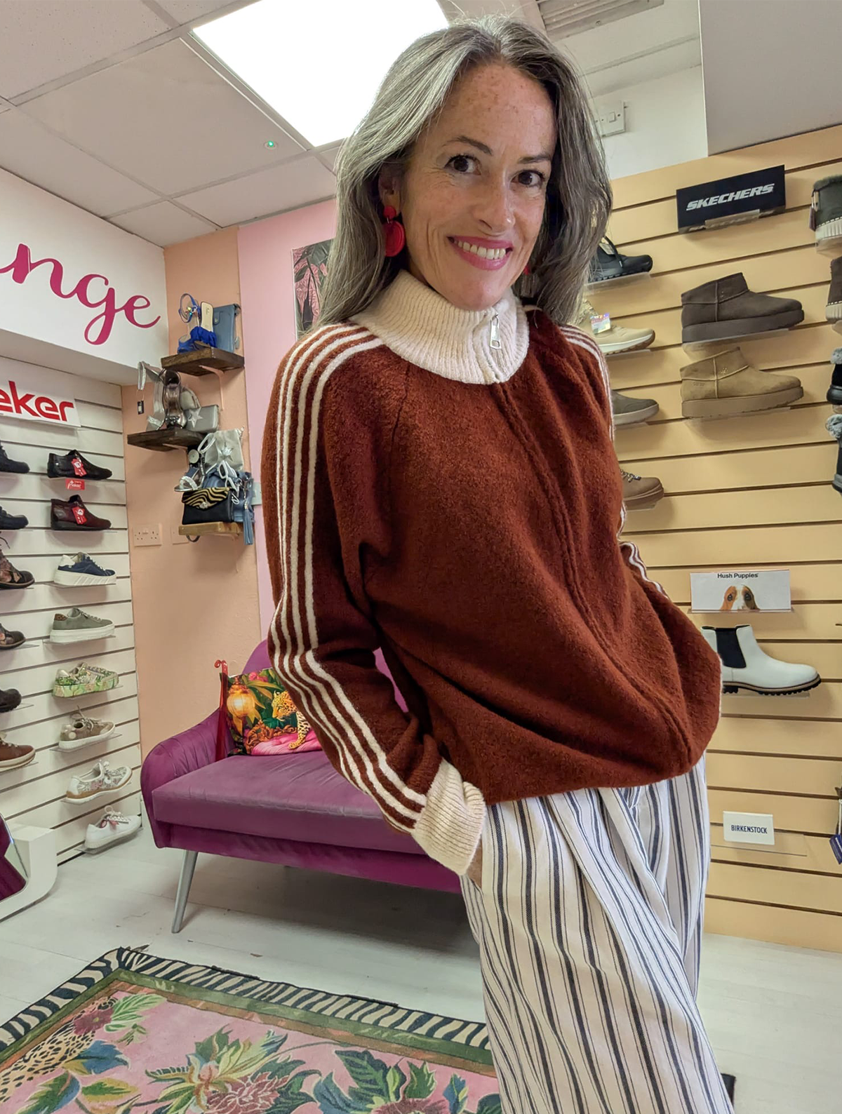 Knit Zip Up Track Top | Burnt Orange