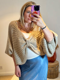 Knot Front Cropped Jumper | Taupe