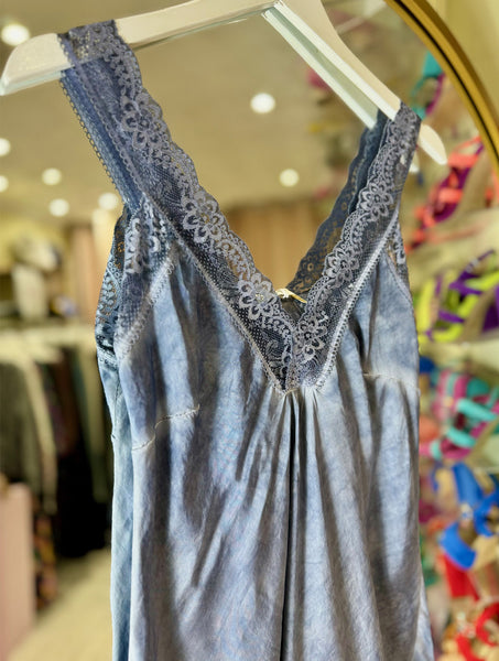 Layla Lace Silky Camisole | Soft Blue