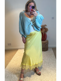 Aurora Satin Skirt with Lace Trim | Lemon Yellow