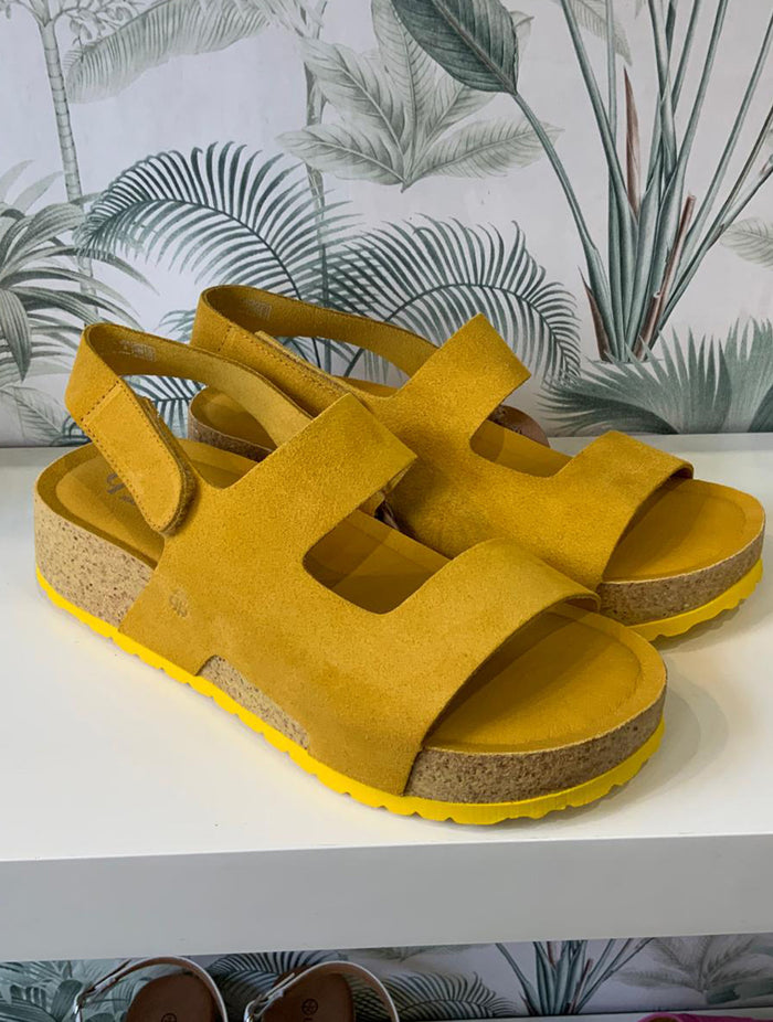 Yokono | LANKA-261 | Suede Platform Sling Back Sandal | Mustard Yellow