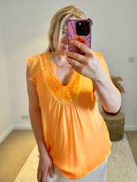Layla 2 Thicker Strap Lace Camisole | Vibrant Orange