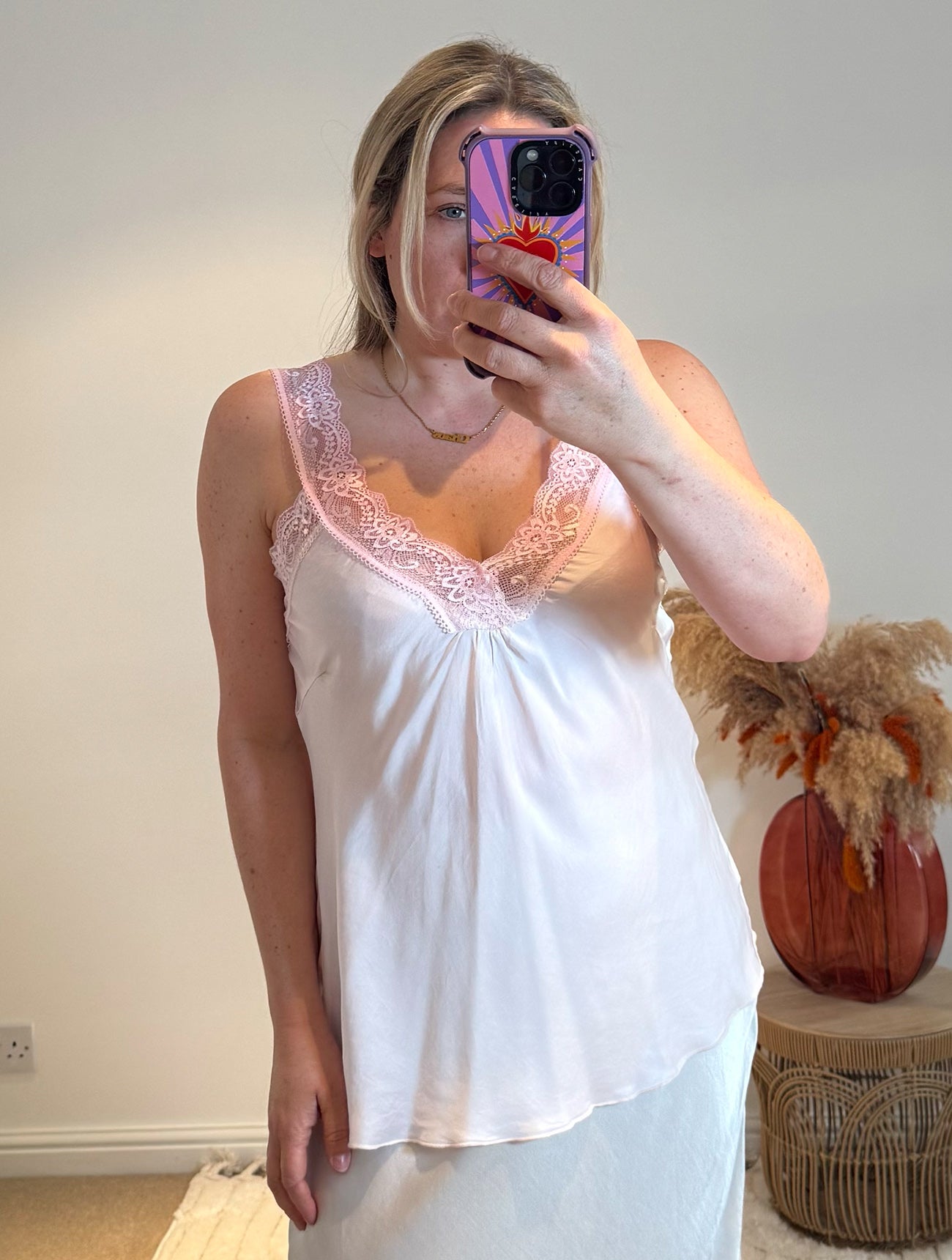 Layla Lace Silky Camisole | Blush Pink