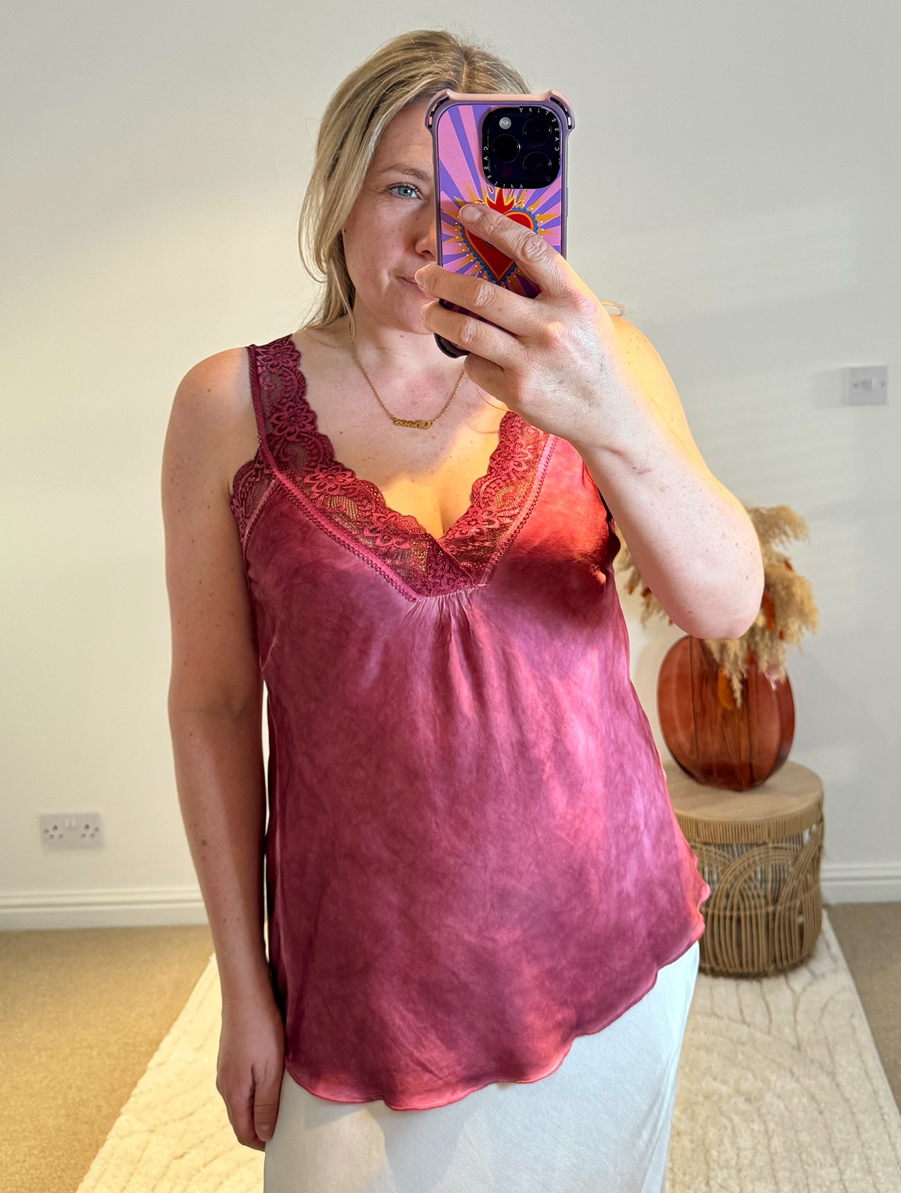 Layla Lace Silky Camisole | Burnt Rose