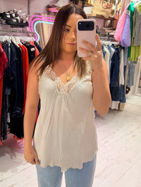 Layla Lace Silky Camisole | Oyster