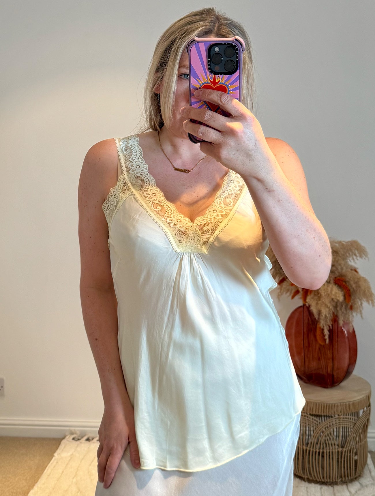 Layla Lace Silky Camisole | Pale Yellow