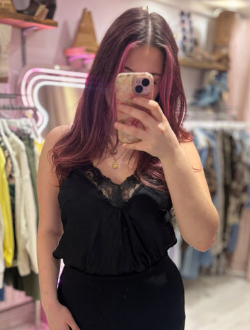 Layla Lace Silky Camisole | Black