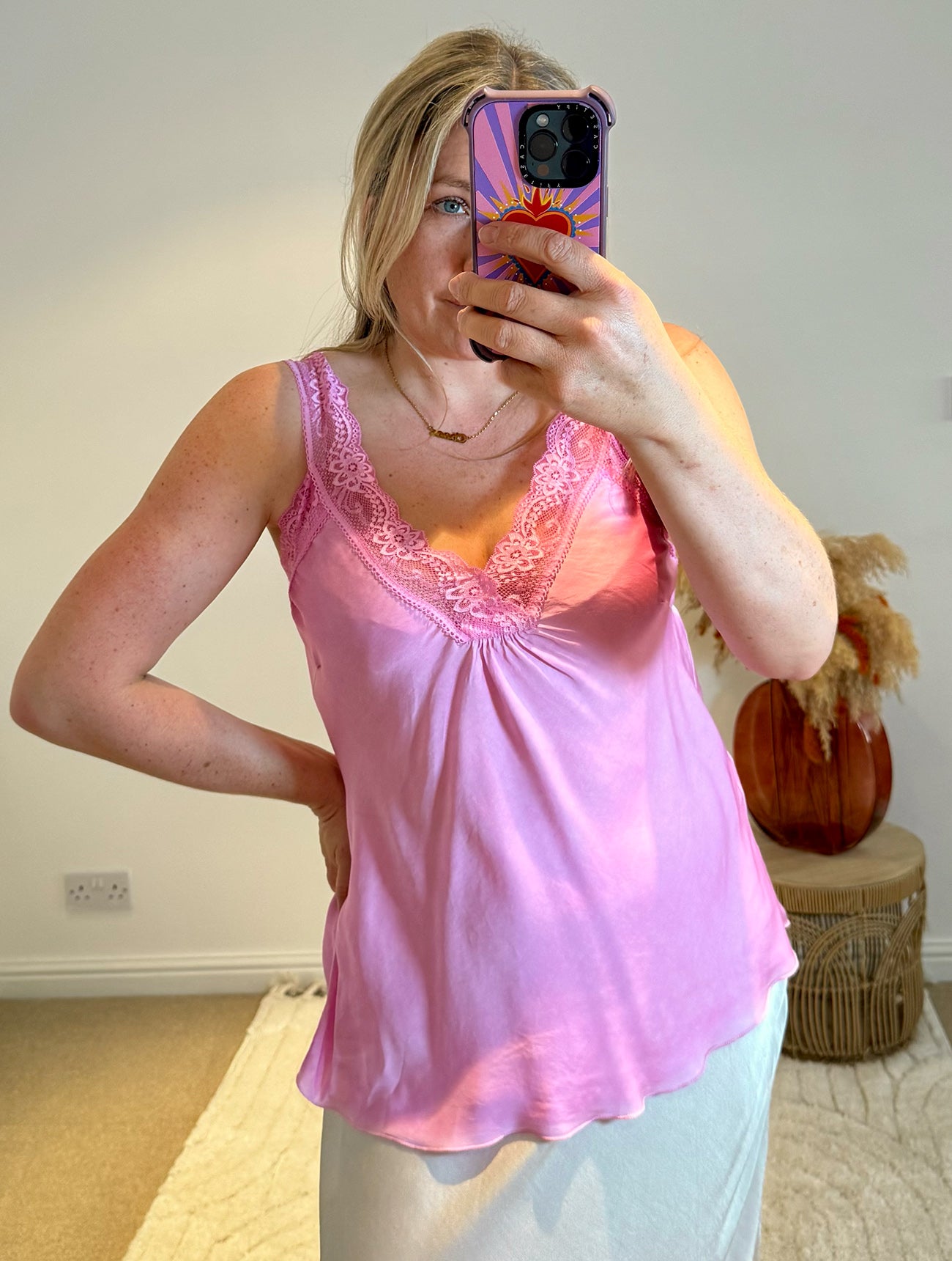 Layla Lace Silky Camisole | Bubblegum Pink