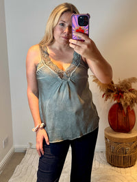 Layla Lace Silky Camisole | Light Khaki