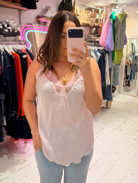 Layla Lace Silky Camisole | Blush Pink