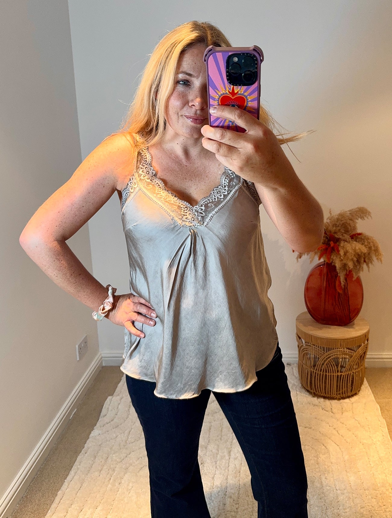 Layla Lace Silky Camisole | Taupe