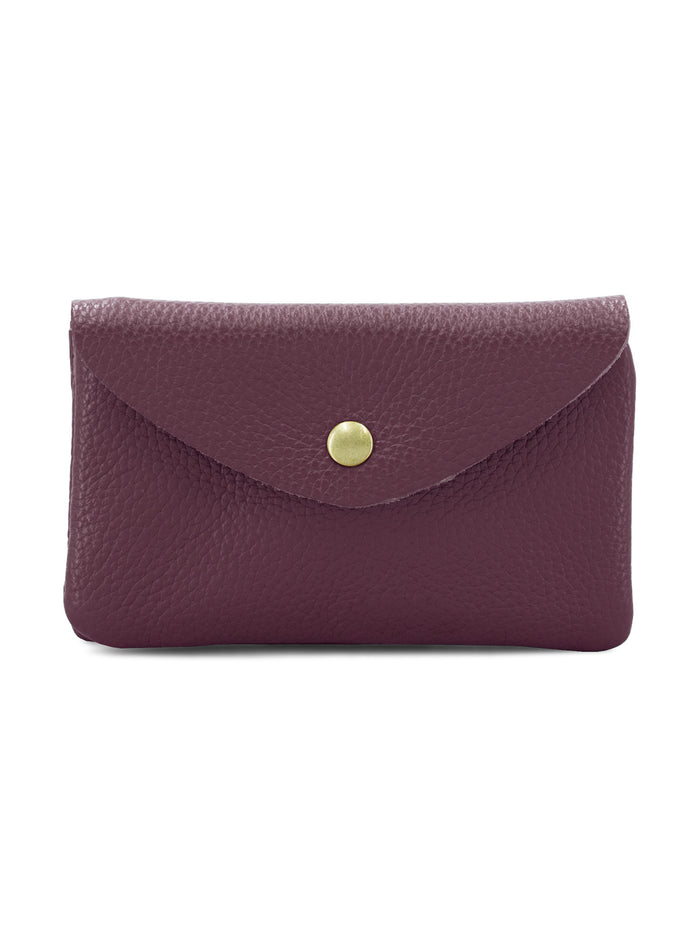 Large Leather Button Purse | Wine