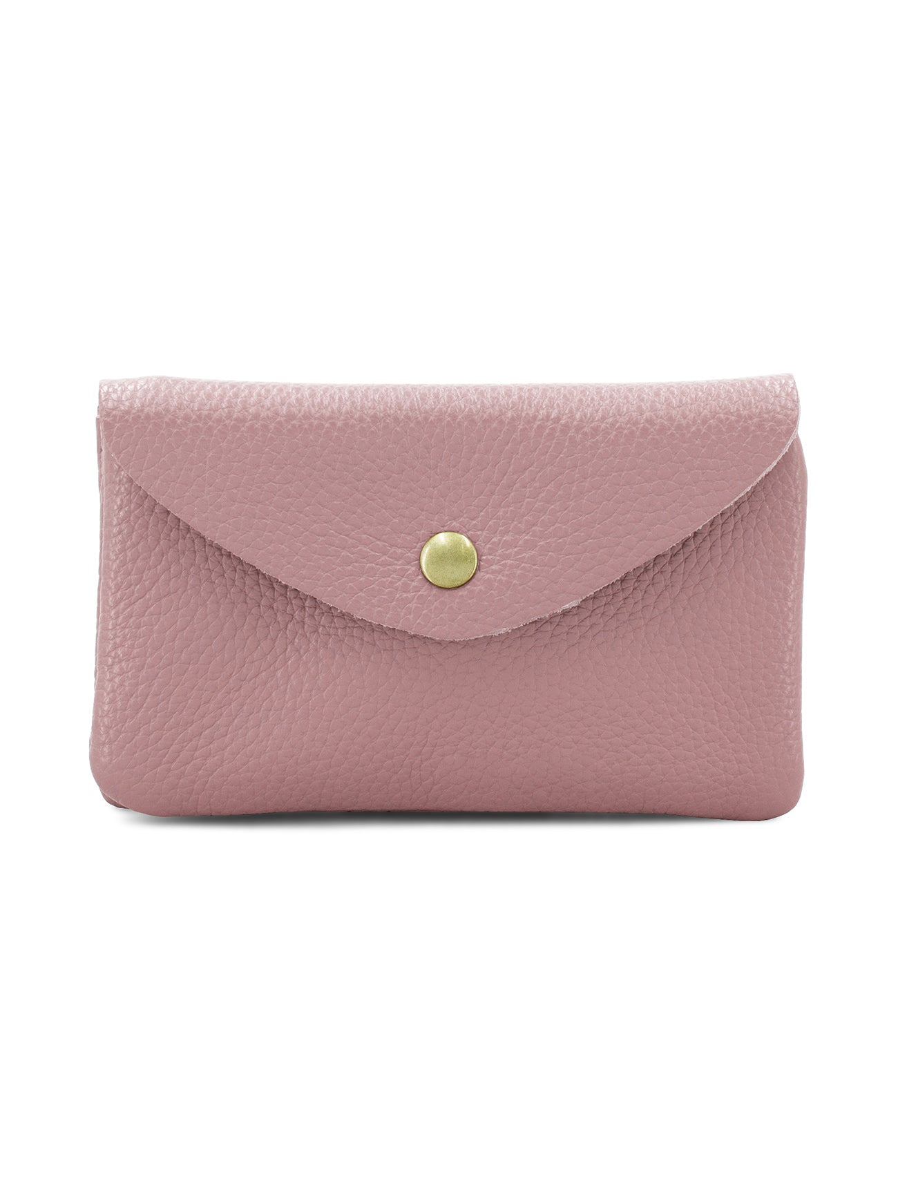 Large Leather Button Purse | Dusty Pink