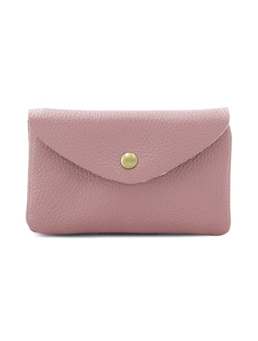 Large Leather Button Purse | Dusty Pink