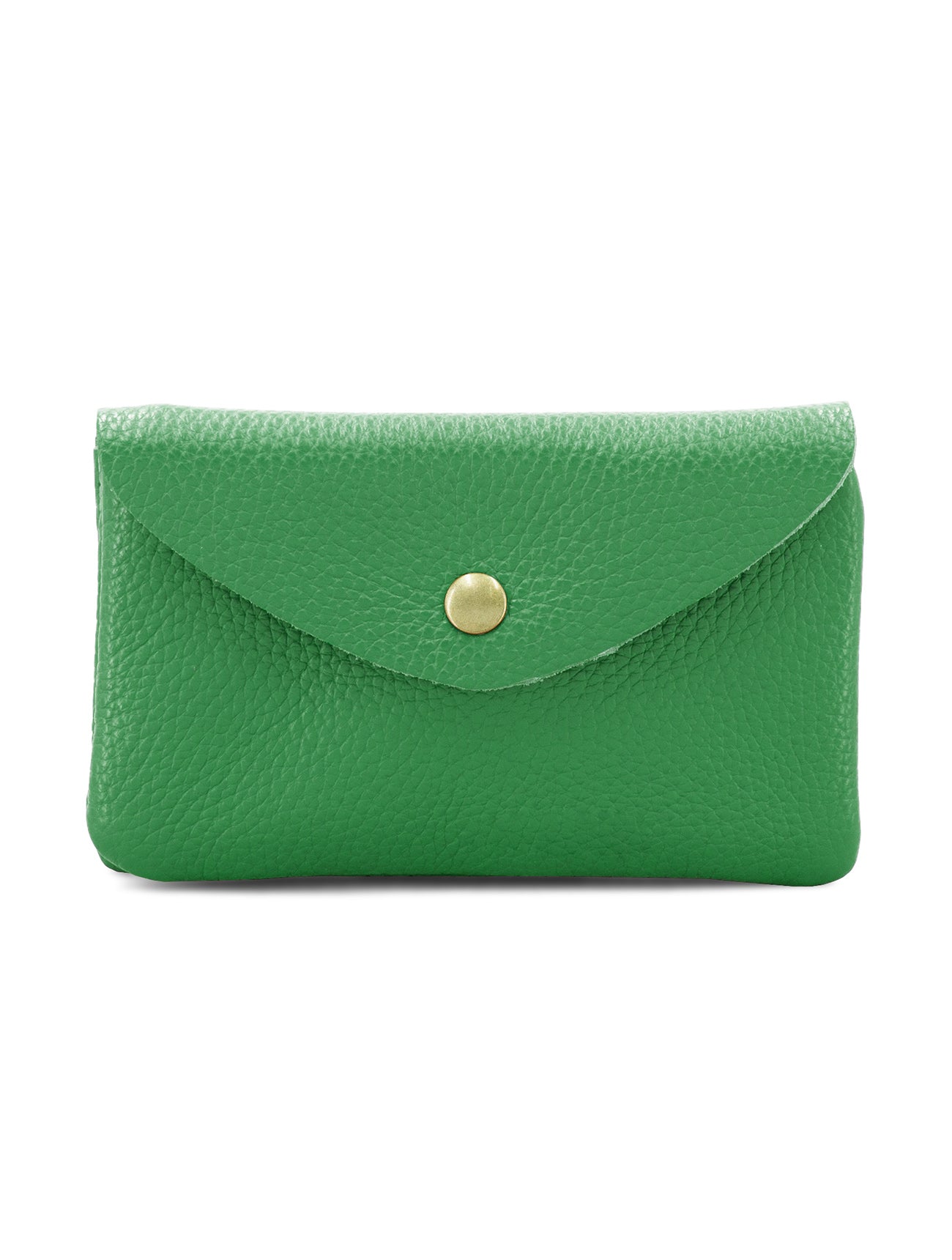 Large Leather Button Purse | Bright Green