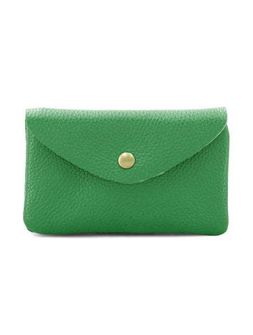 Large Leather Button Purse | Bright Green