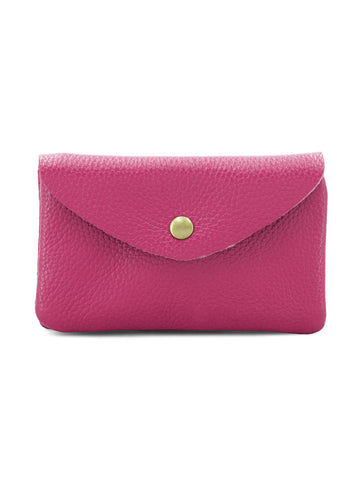 Large Leather Button Purse | Magenta
