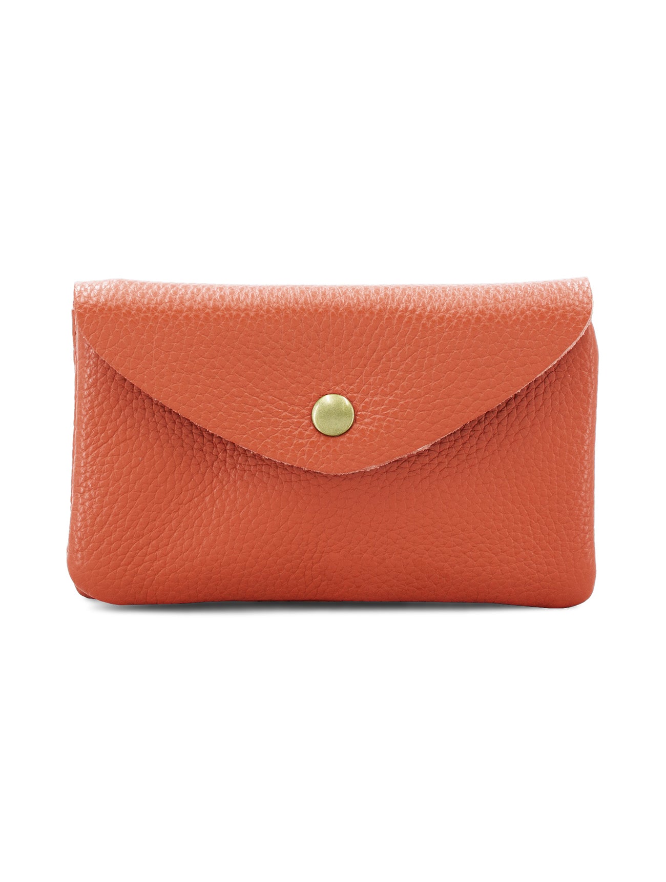 Large Leather Button Purse | Dark Orange