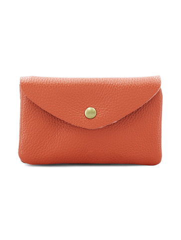 Large Leather Button Purse | Dark Orange