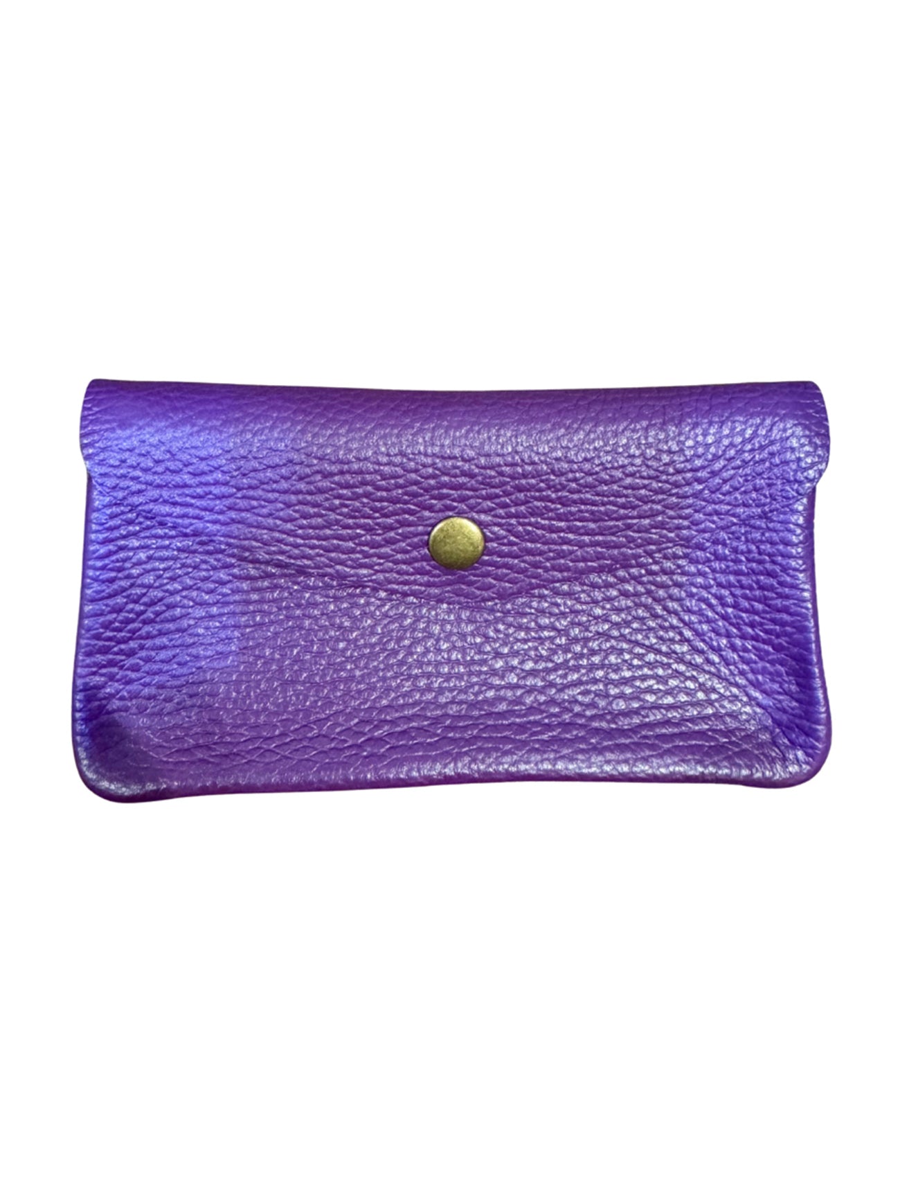 Large Leather Button Purse | Purple