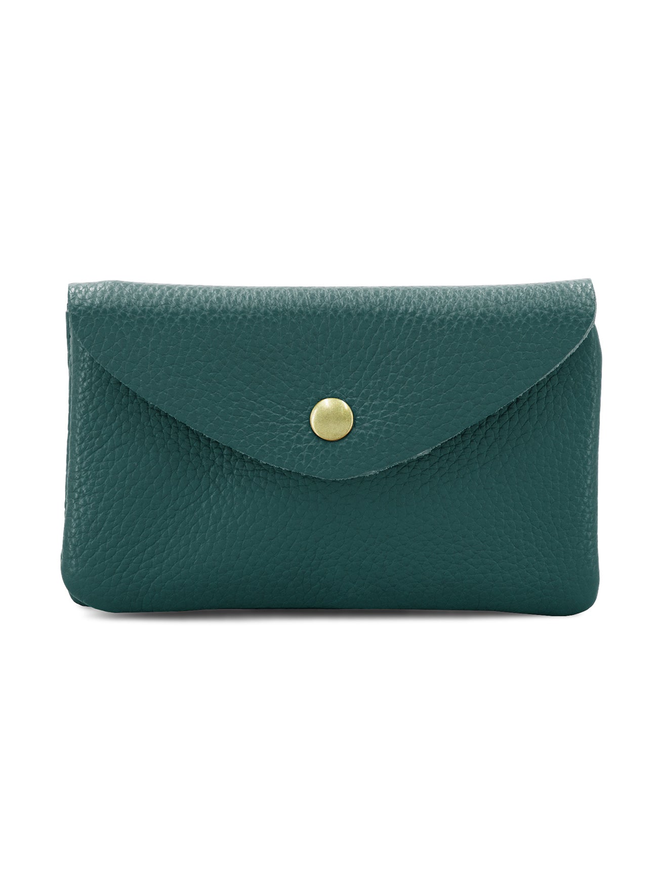 Large Leather Button Purse | Teal
