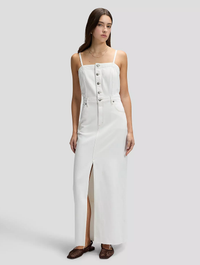 Lee Slim Maxi Denim Dress | Powder White