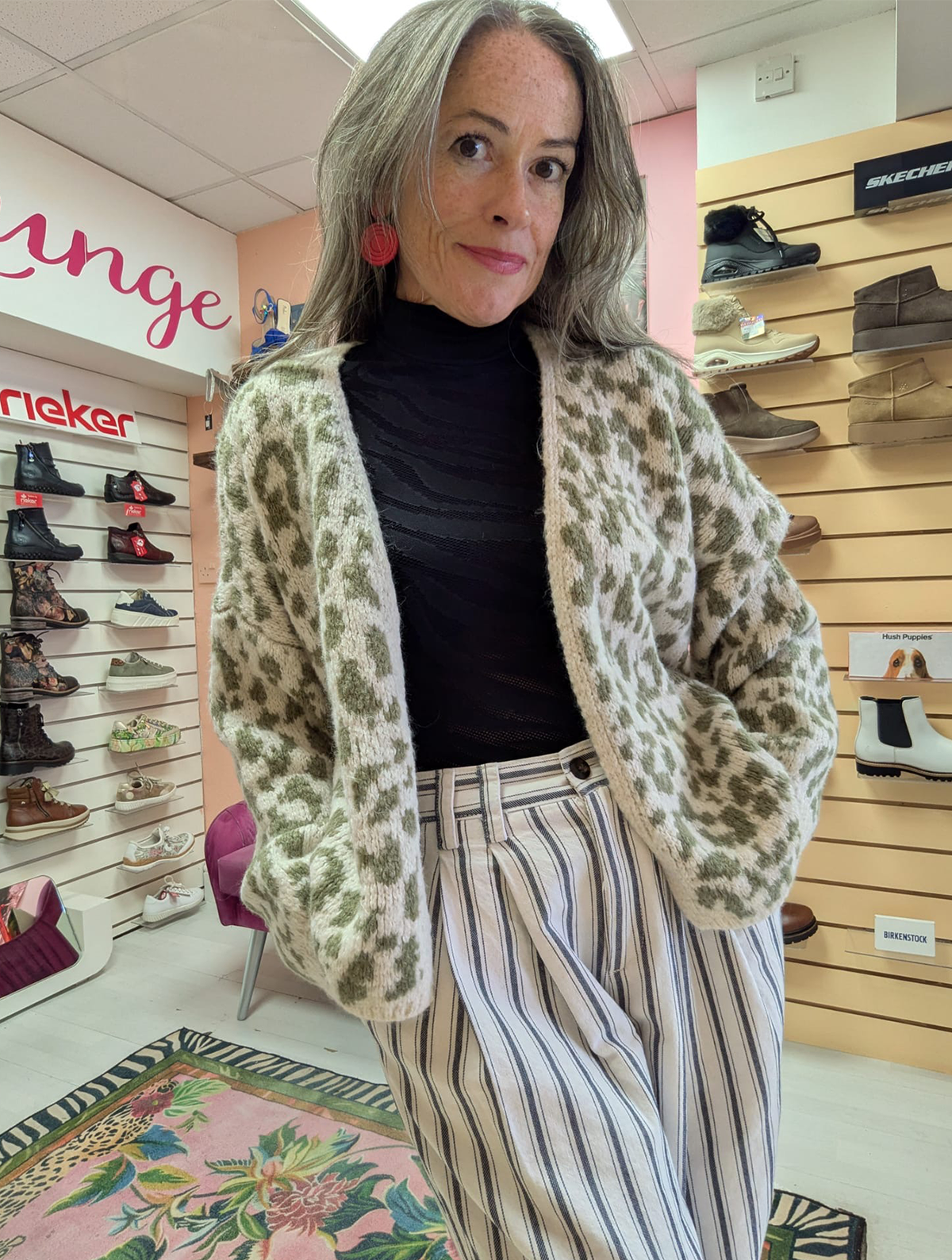 Leopard Print Cosy Cardigan | Khaki/Cream