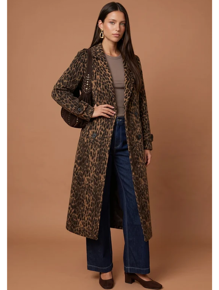 Leopard Faux Wool Coat