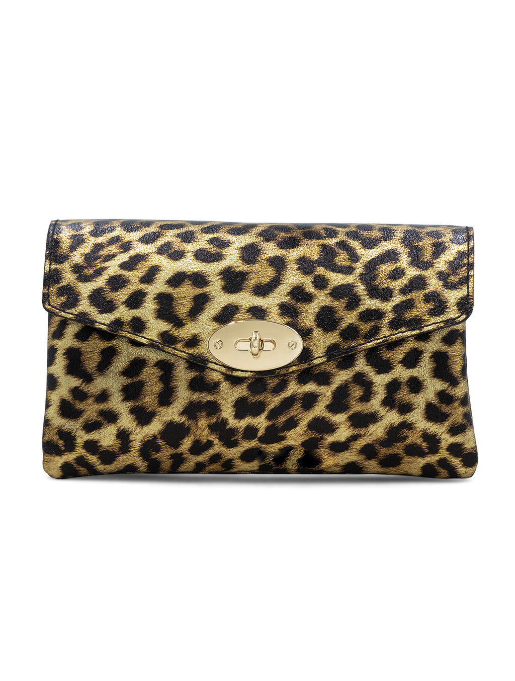 Leopard Metallic Leather Small Crossbody Bag | Gold