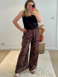 Flowing Palazzo Pants | Leopard Tropical Print