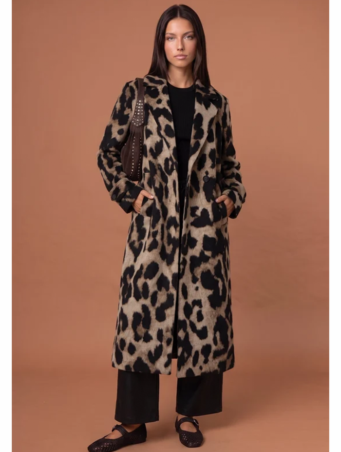 Large Leopard Print Formal Long Coat