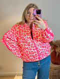 Bright Leopard Retro Track Top | Pink Multi